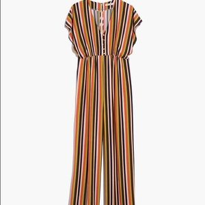 Madewell V-neck Jumpsuit in Rainbow Stripes